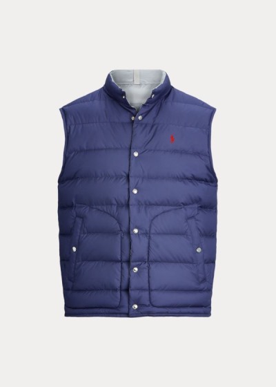 Chaleco Polo Ralph Lauren Hombre Azul Marino / Plateados - Reversible Down - EFKLD6985